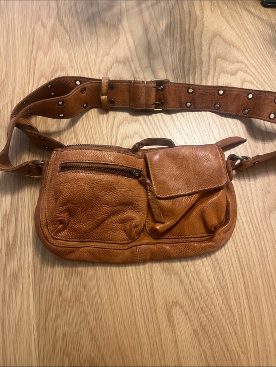 Free People Handbags - Free People Cognac Leather Crossbody Belt Bag